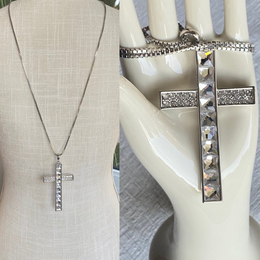 Butler FAC Passion Praise Crystal Necklace​​ Silver Tone Large 32” Chain